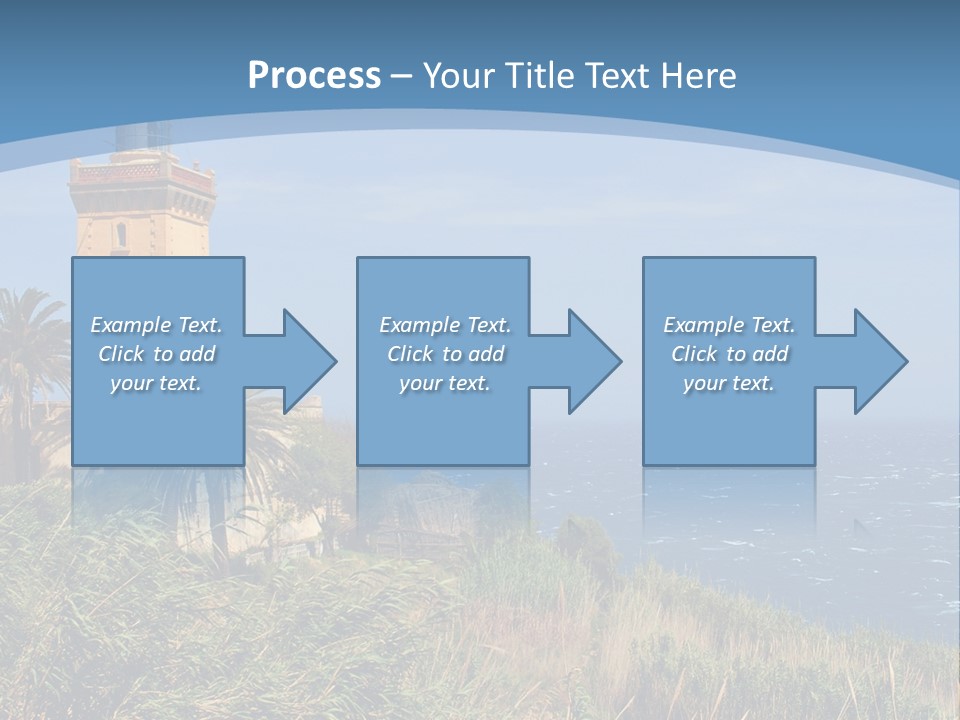 A Lighthouse On A Small Island With Palm Trees PowerPoint Template