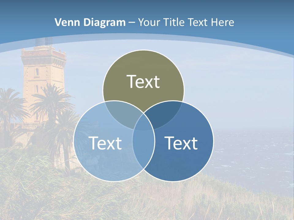 A Lighthouse On A Small Island With Palm Trees PowerPoint Template