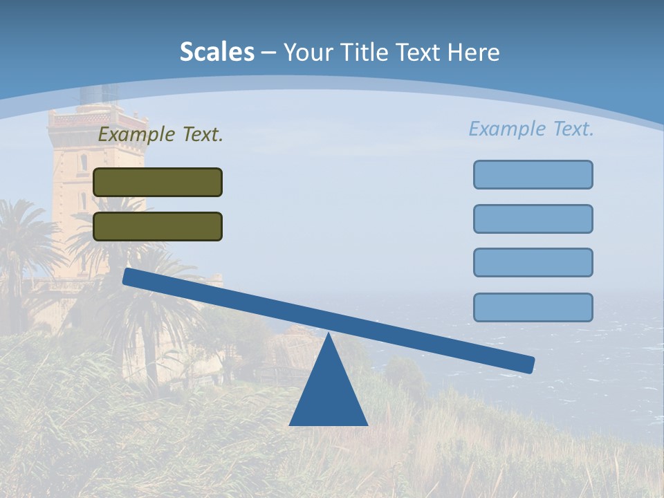 A Lighthouse On A Small Island With Palm Trees PowerPoint Template