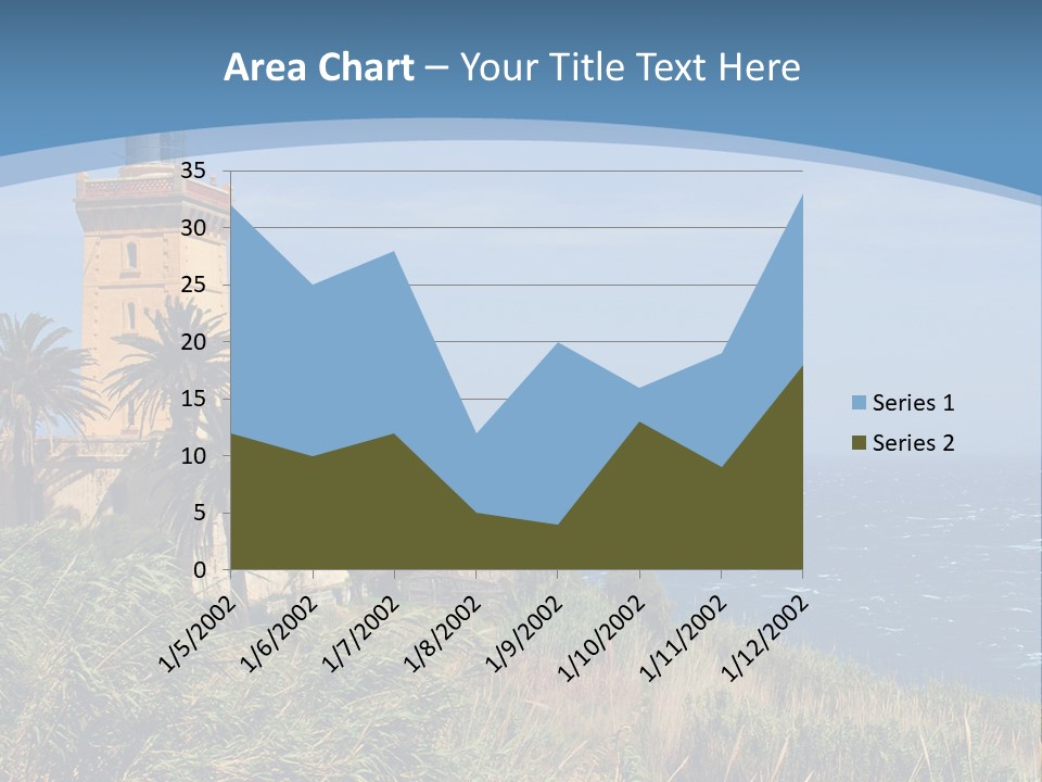 A Lighthouse On A Small Island With Palm Trees PowerPoint Template