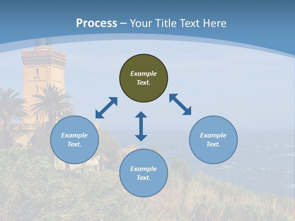 A Lighthouse On A Small Island With Palm Trees PowerPoint Template