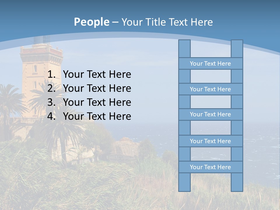 A Lighthouse On A Small Island With Palm Trees PowerPoint Template