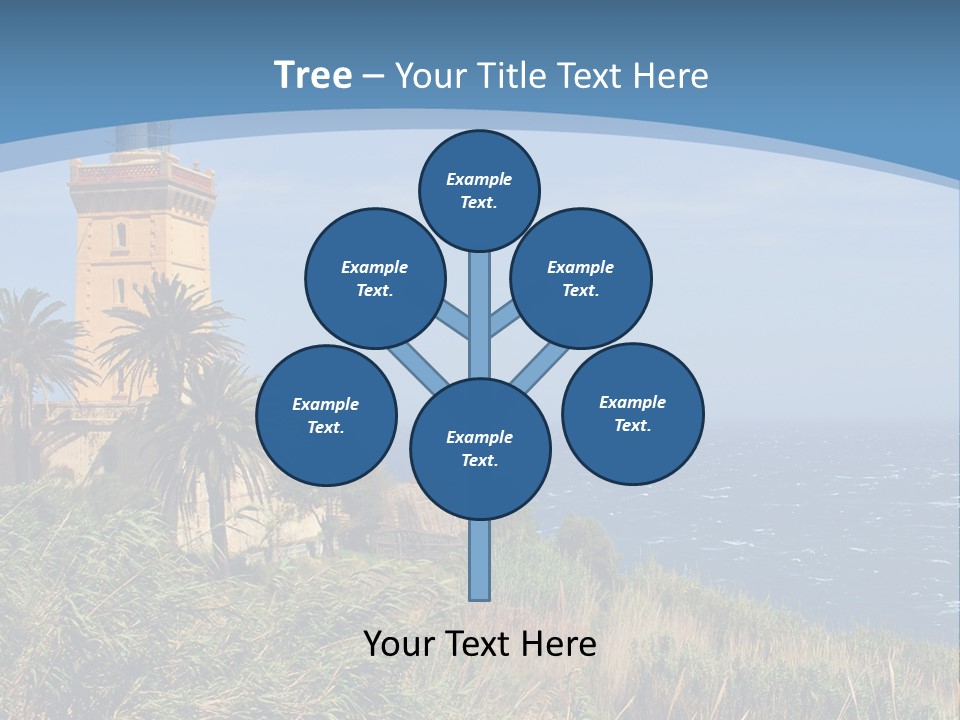 A Lighthouse On A Small Island With Palm Trees PowerPoint Template