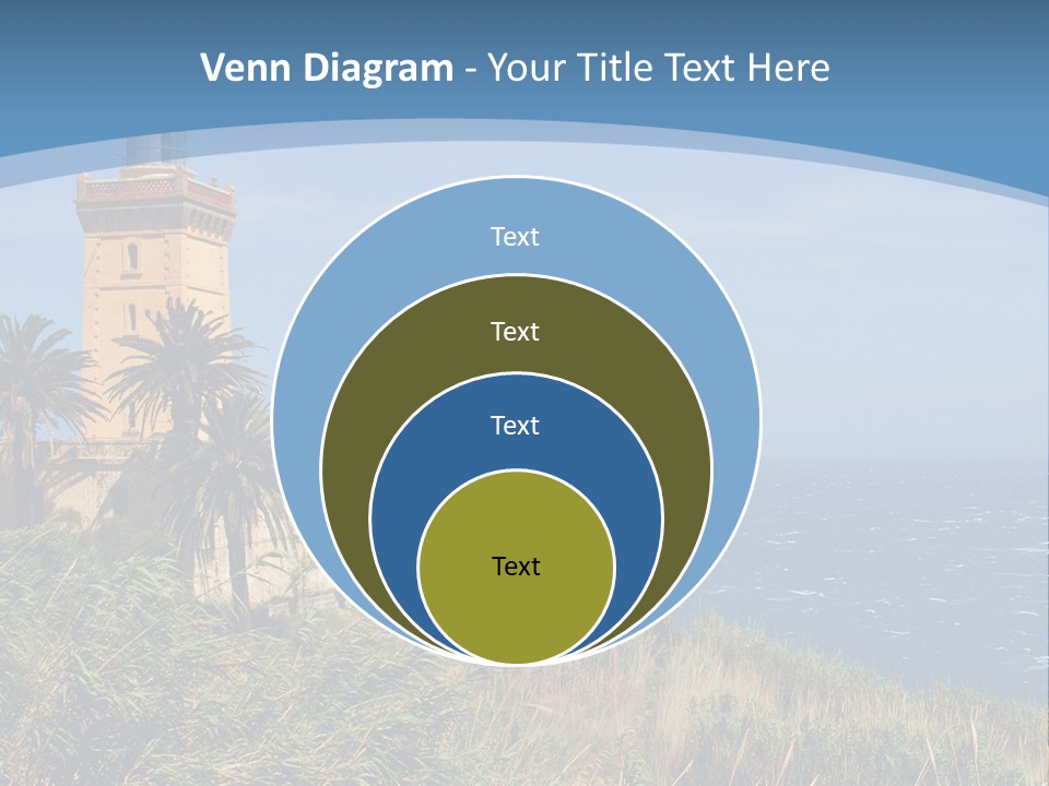 A Lighthouse On A Small Island With Palm Trees PowerPoint Template
