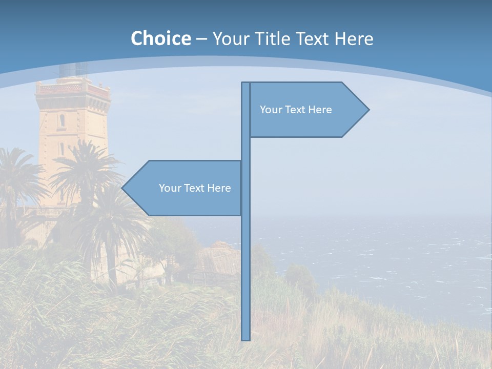 A Lighthouse On A Small Island With Palm Trees PowerPoint Template