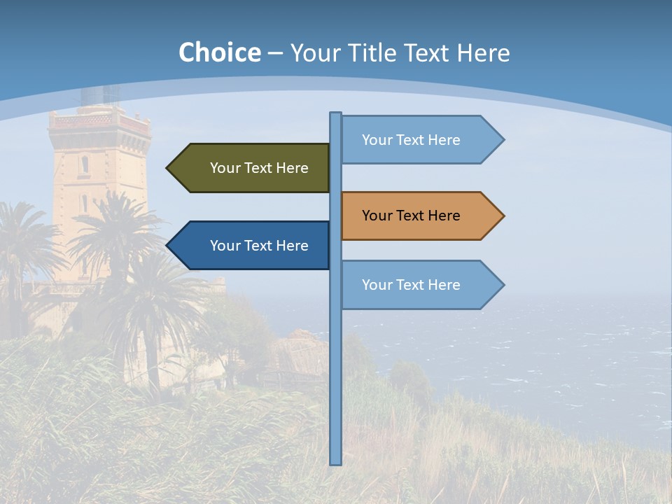 A Lighthouse On A Small Island With Palm Trees PowerPoint Template