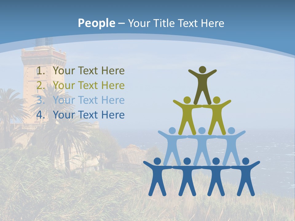 A Lighthouse On A Small Island With Palm Trees PowerPoint Template