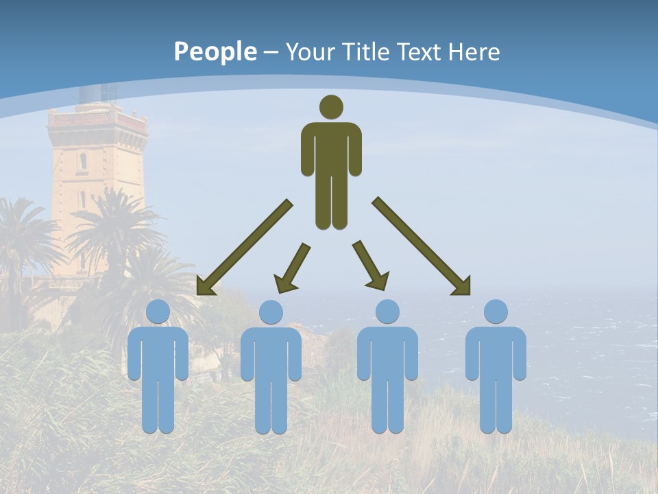 A Lighthouse On A Small Island With Palm Trees PowerPoint Template