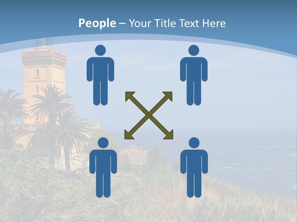 A Lighthouse On A Small Island With Palm Trees PowerPoint Template