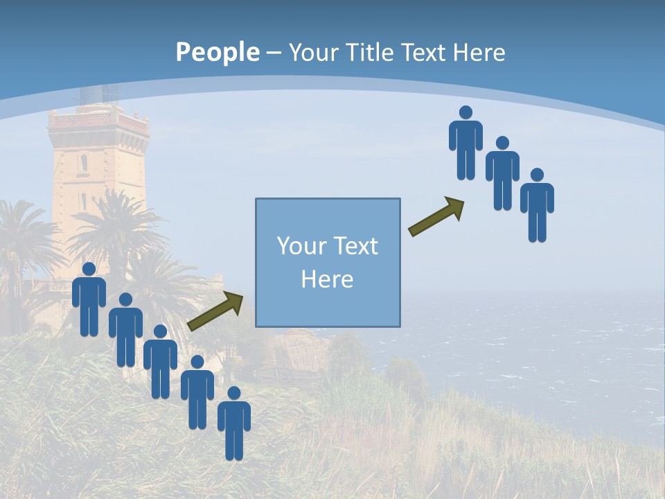 A Lighthouse On A Small Island With Palm Trees PowerPoint Template