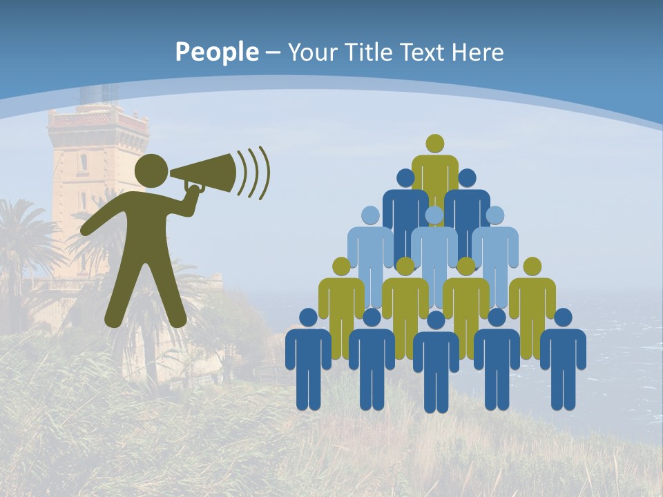 A Lighthouse On A Small Island With Palm Trees PowerPoint Template