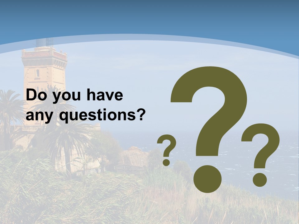 A Lighthouse On A Small Island With Palm Trees PowerPoint Template