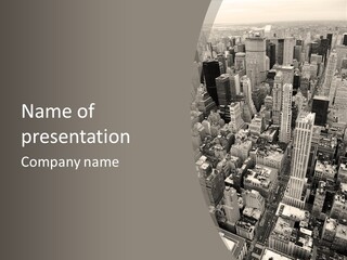 An Aerial View Of A City In Black And White PowerPoint Template