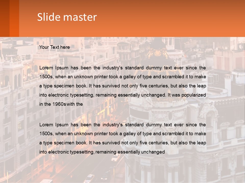 An Aerial View Of A City At Sunset PowerPoint Template