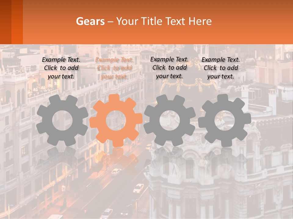 An Aerial View Of A City At Sunset PowerPoint Template