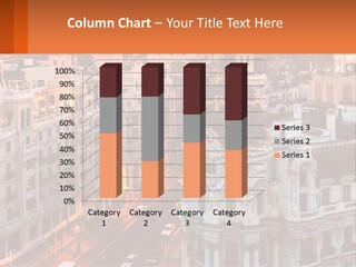 An Aerial View Of A City At Sunset PowerPoint Template