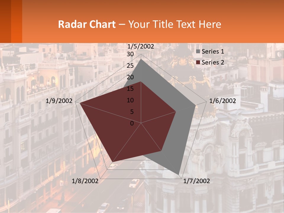 An Aerial View Of A City At Sunset PowerPoint Template