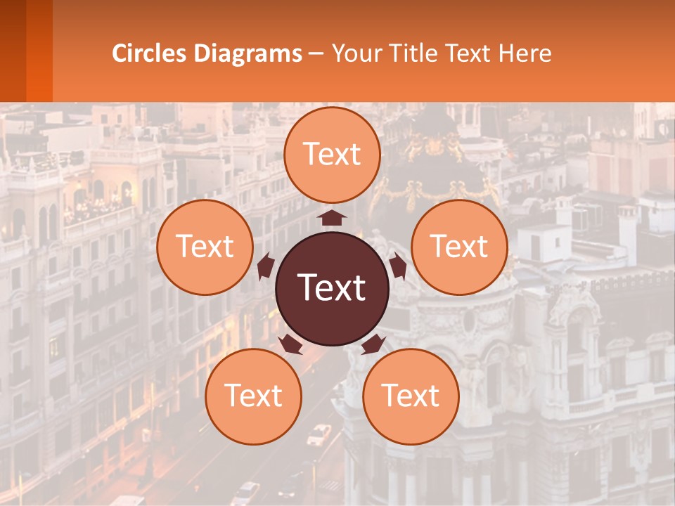 An Aerial View Of A City At Sunset PowerPoint Template