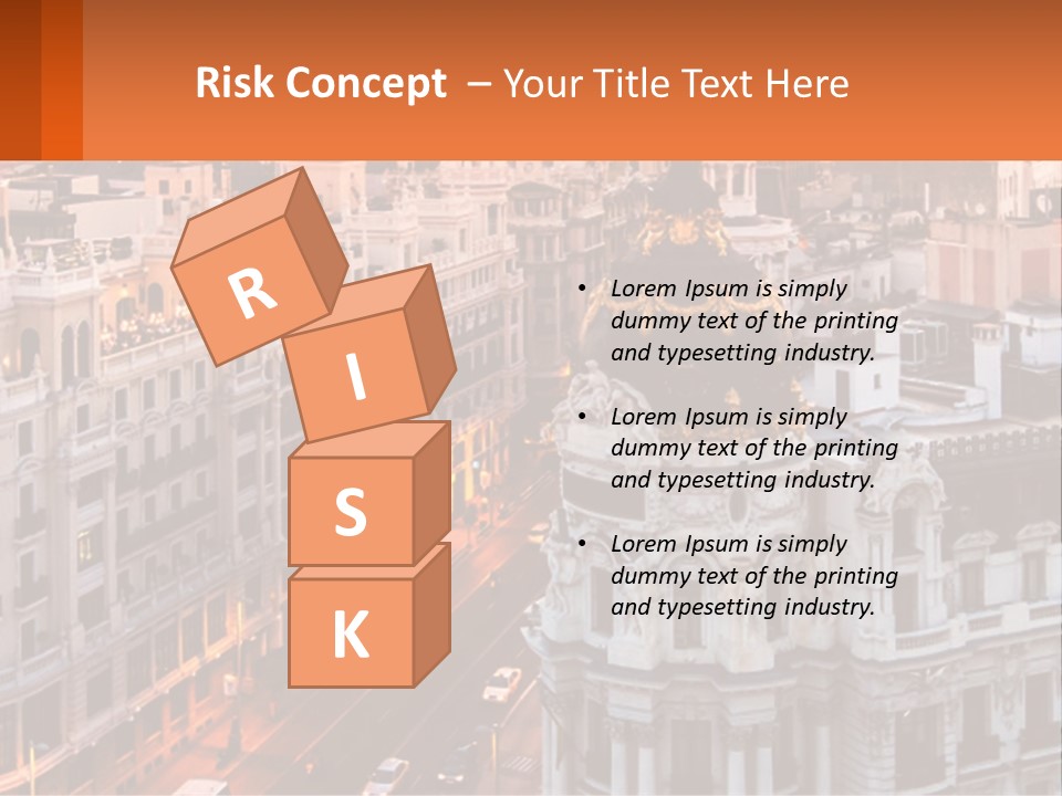 An Aerial View Of A City At Sunset PowerPoint Template