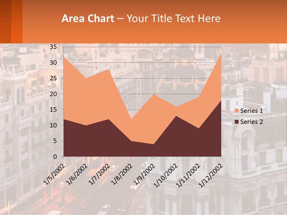 An Aerial View Of A City At Sunset PowerPoint Template
