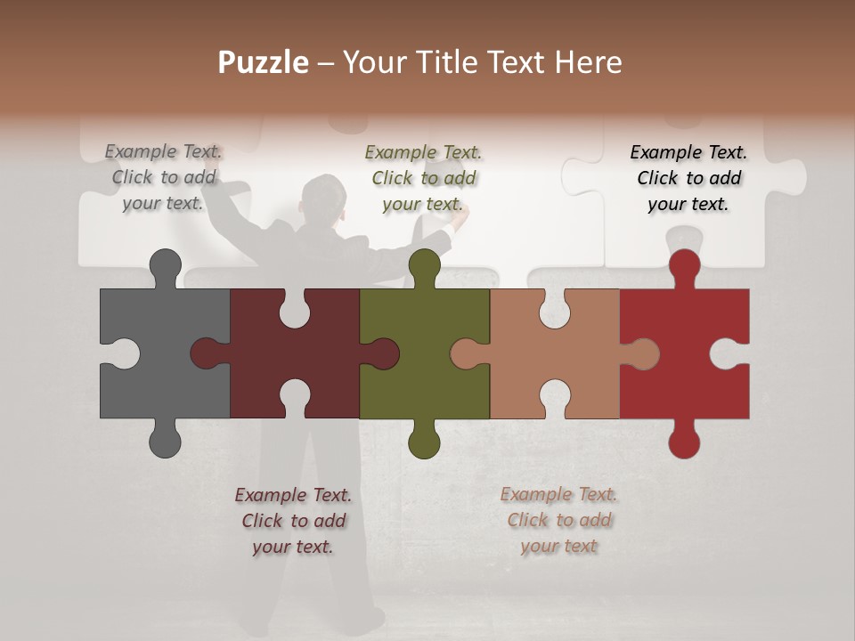 A Man In A Suit Holding A Puzzle Piece PowerPoint Template