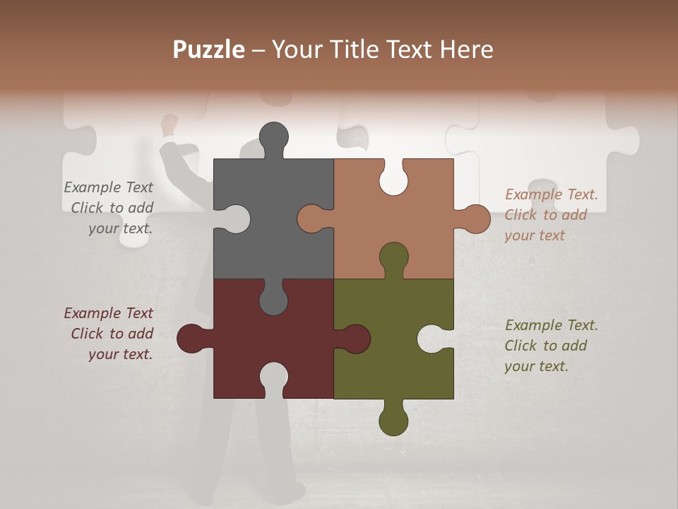 A Man In A Suit Holding A Puzzle Piece PowerPoint Template