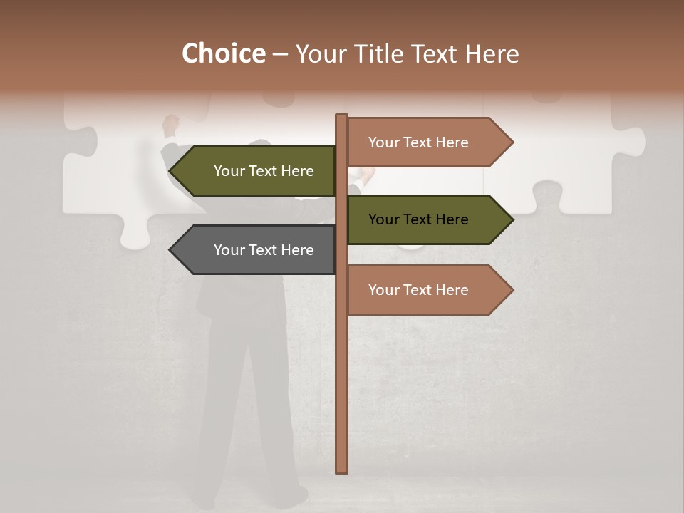 A Man In A Suit Holding A Puzzle Piece PowerPoint Template