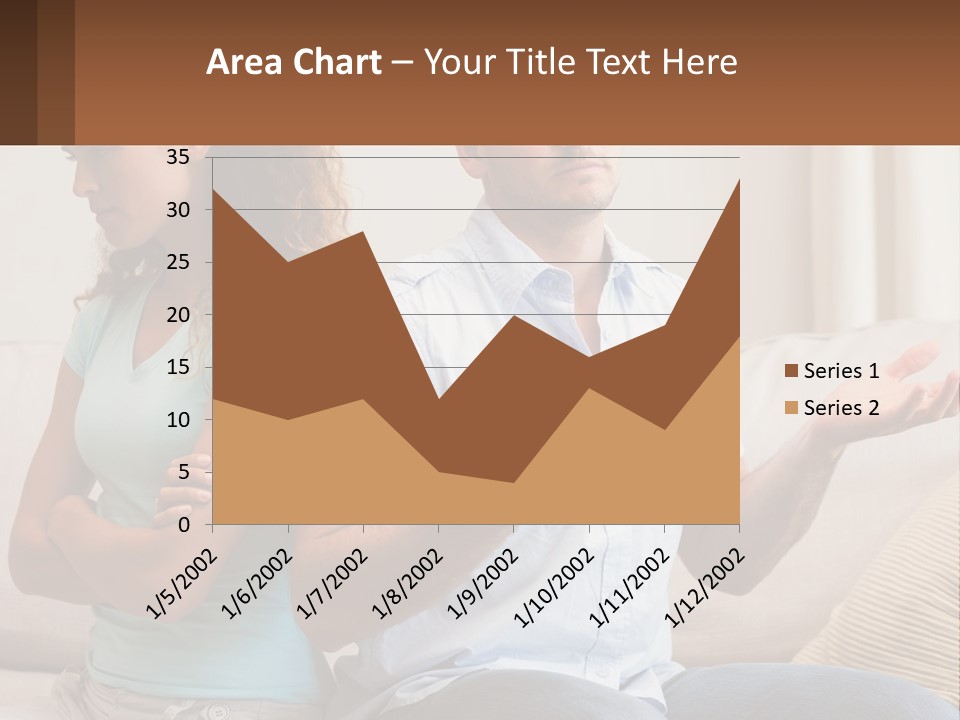 A Man And Woman Sitting On A Couch Talking PowerPoint Template