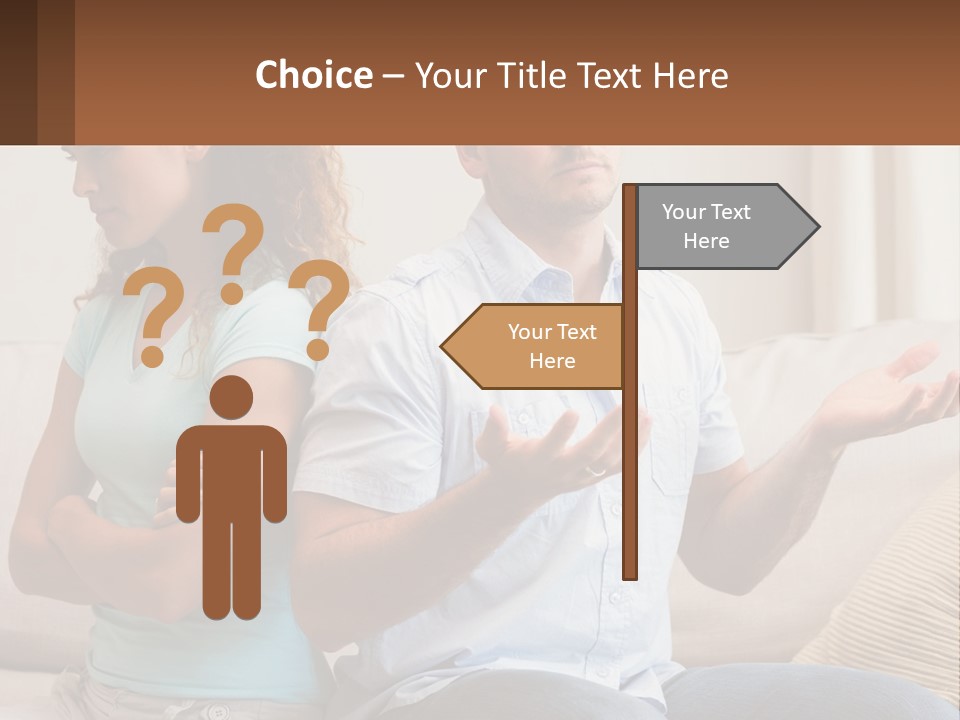 A Man And Woman Sitting On A Couch Talking PowerPoint Template