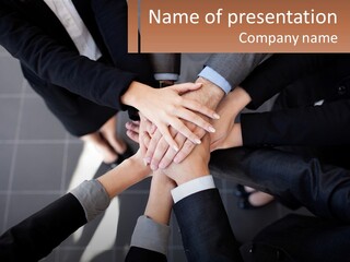 A Group Of Business People Stacking Their Hands Together PowerPoint Template