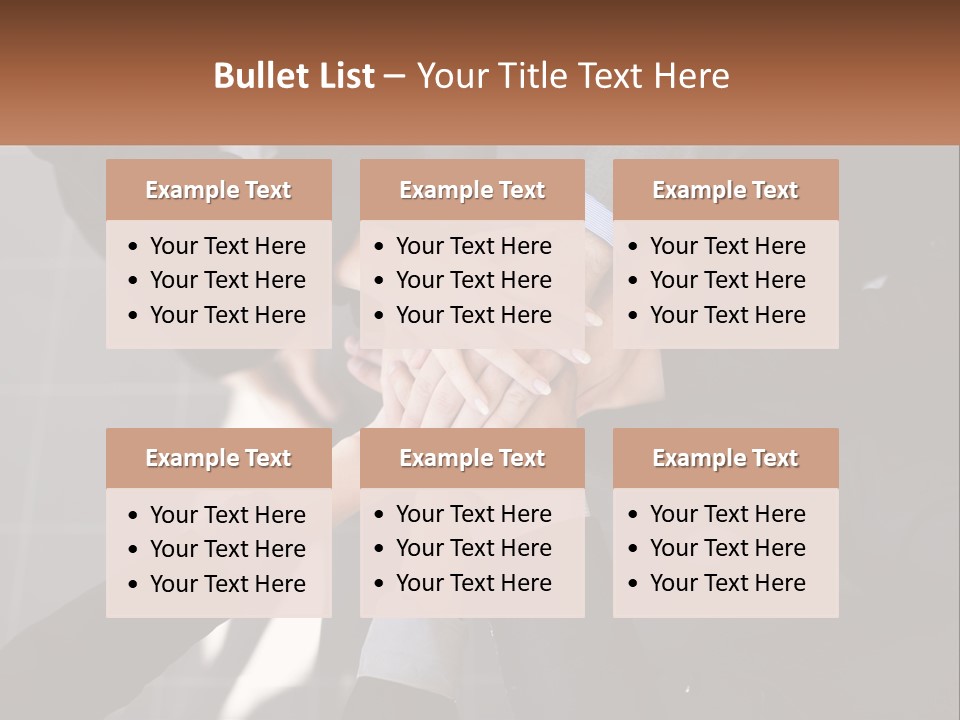 A Group Of Business People Stacking Their Hands Together PowerPoint Template