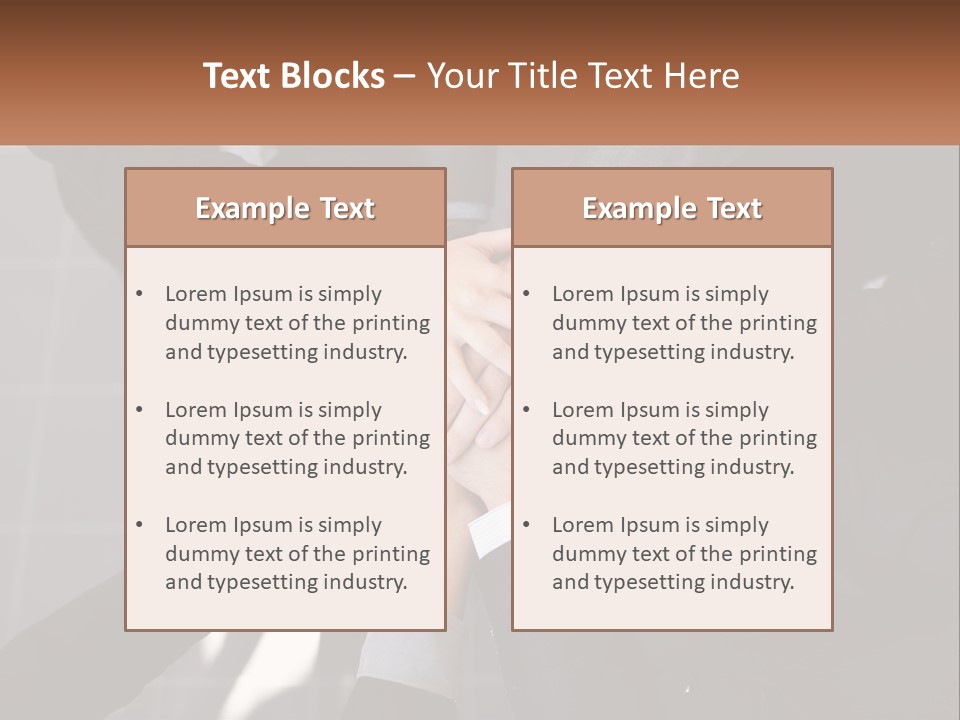 A Group Of Business People Stacking Their Hands Together PowerPoint Template