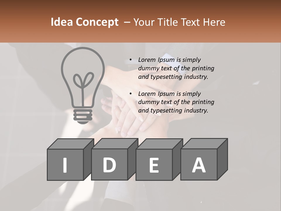 A Group Of Business People Stacking Their Hands Together PowerPoint Template