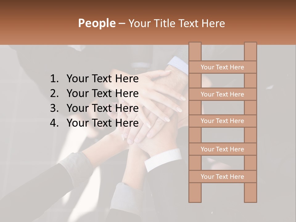 A Group Of Business People Stacking Their Hands Together PowerPoint Template