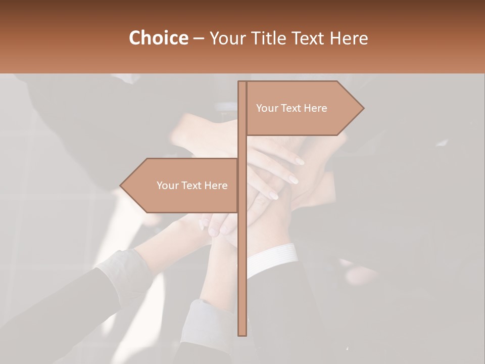 A Group Of Business People Stacking Their Hands Together PowerPoint Template