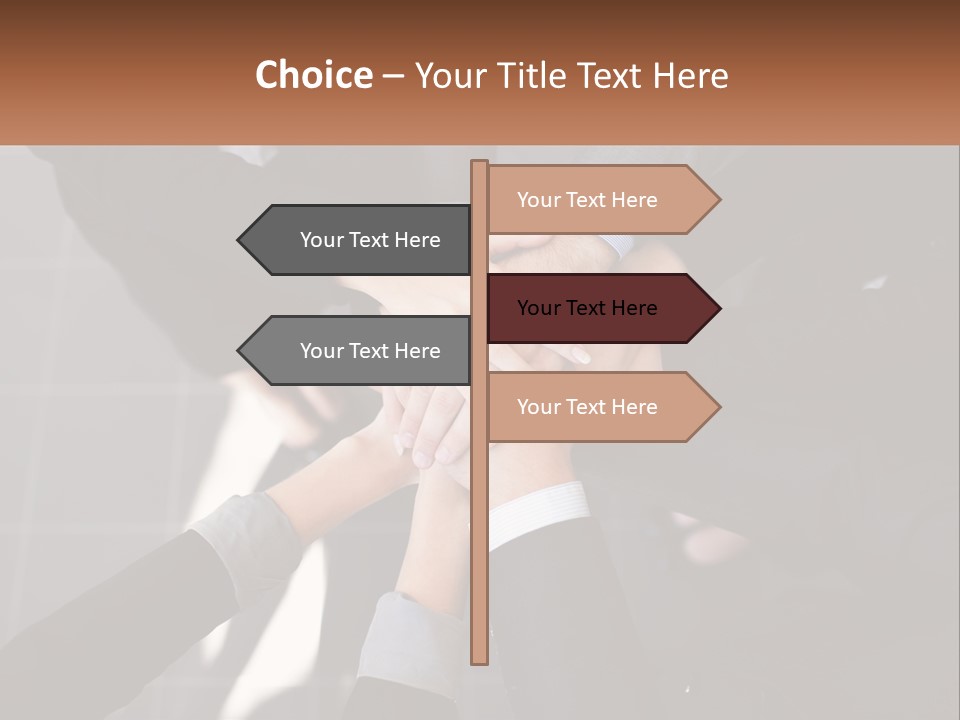 A Group Of Business People Stacking Their Hands Together PowerPoint Template