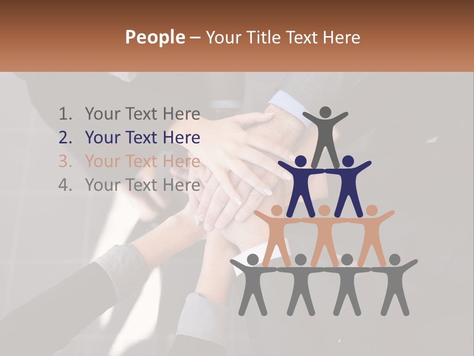 A Group Of Business People Stacking Their Hands Together PowerPoint Template