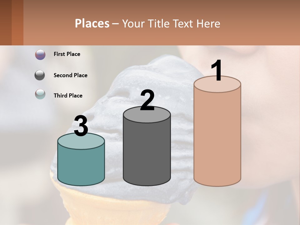 A Child Is Eating A Piece Of Blue Ice Cream PowerPoint Template