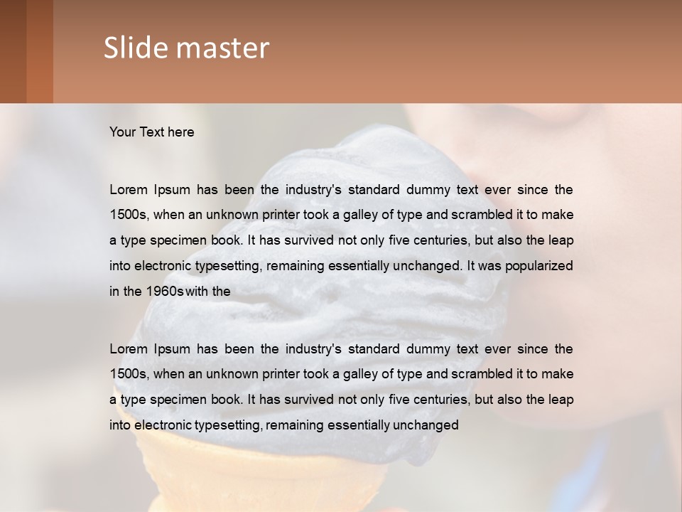 A Child Is Eating A Piece Of Blue Ice Cream PowerPoint Template