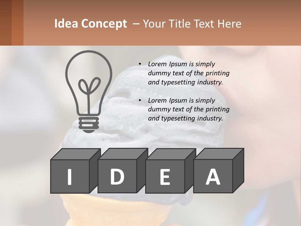 A Child Is Eating A Piece Of Blue Ice Cream PowerPoint Template