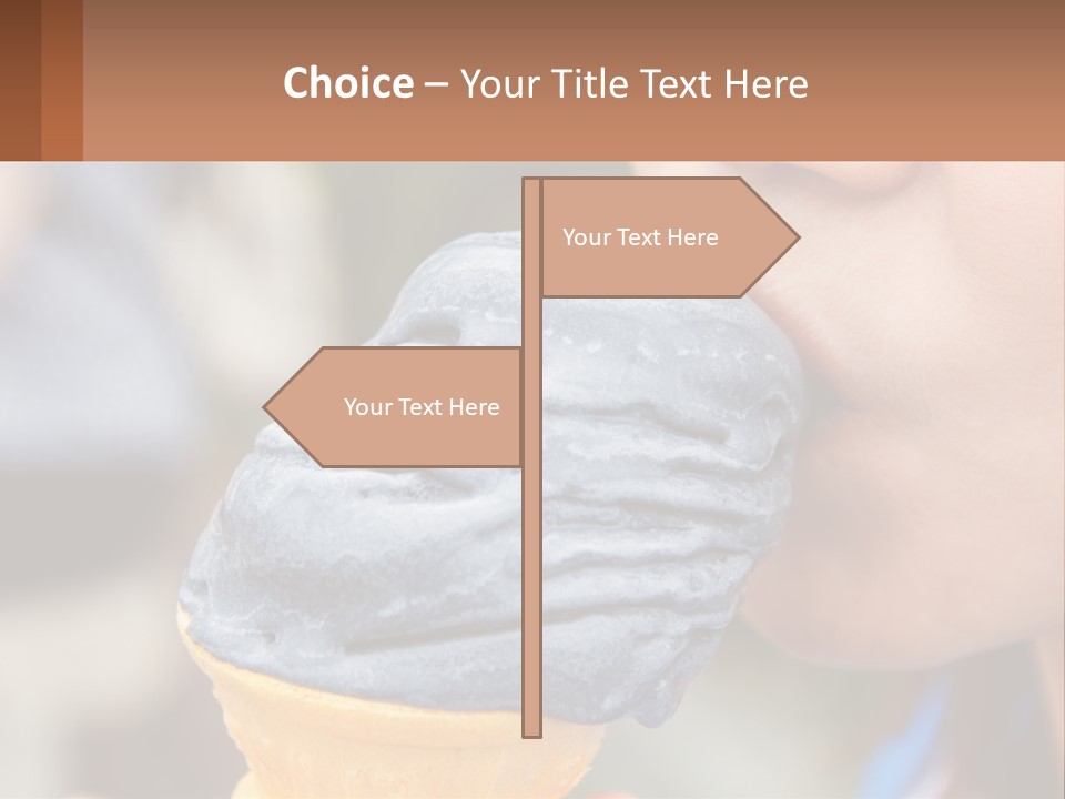 A Child Is Eating A Piece Of Blue Ice Cream PowerPoint Template