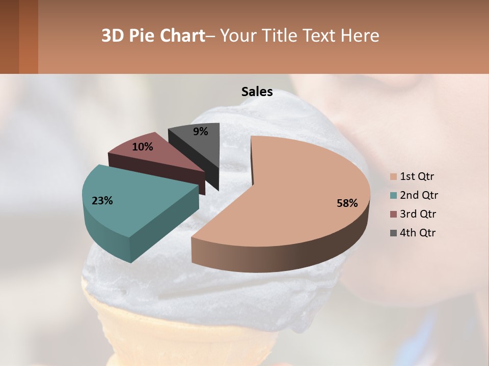 A Child Is Eating A Piece Of Blue Ice Cream PowerPoint Template