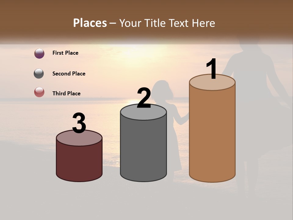 A Mother And Daughter Holding Hands On The Beach At Sunset PowerPoint Template