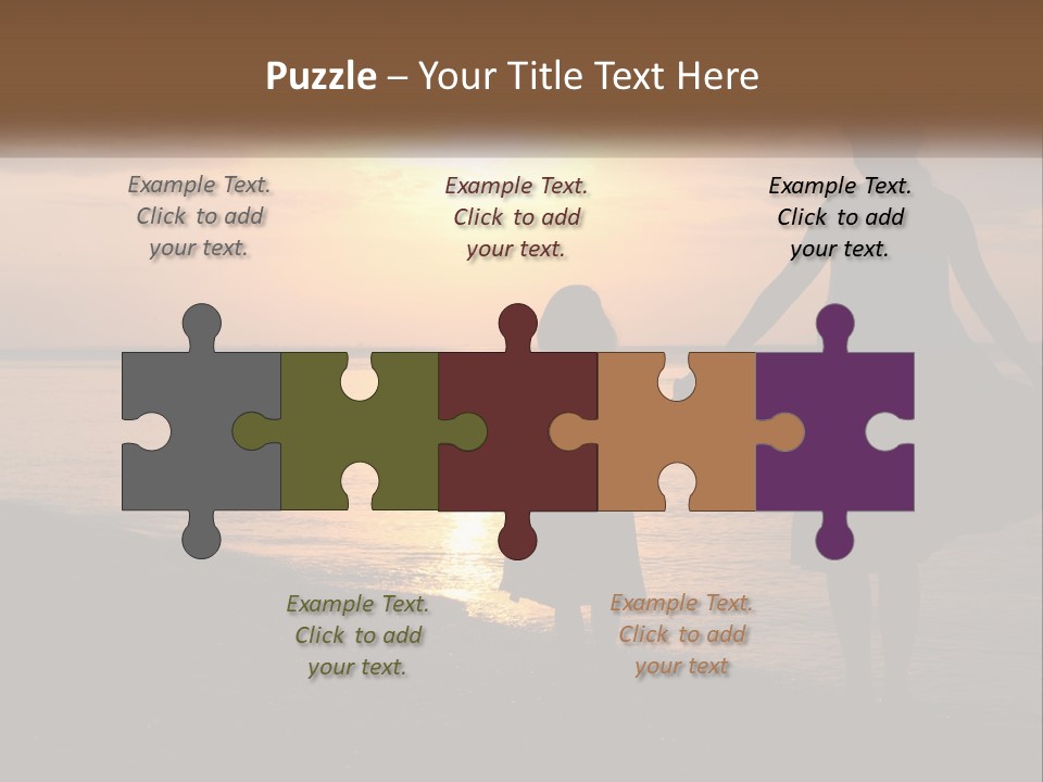 A Mother And Daughter Holding Hands On The Beach At Sunset PowerPoint Template