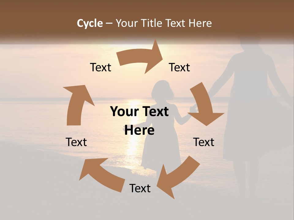 A Mother And Daughter Holding Hands On The Beach At Sunset PowerPoint Template