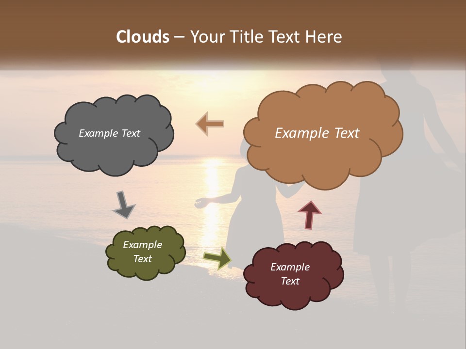 A Mother And Daughter Holding Hands On The Beach At Sunset PowerPoint Template