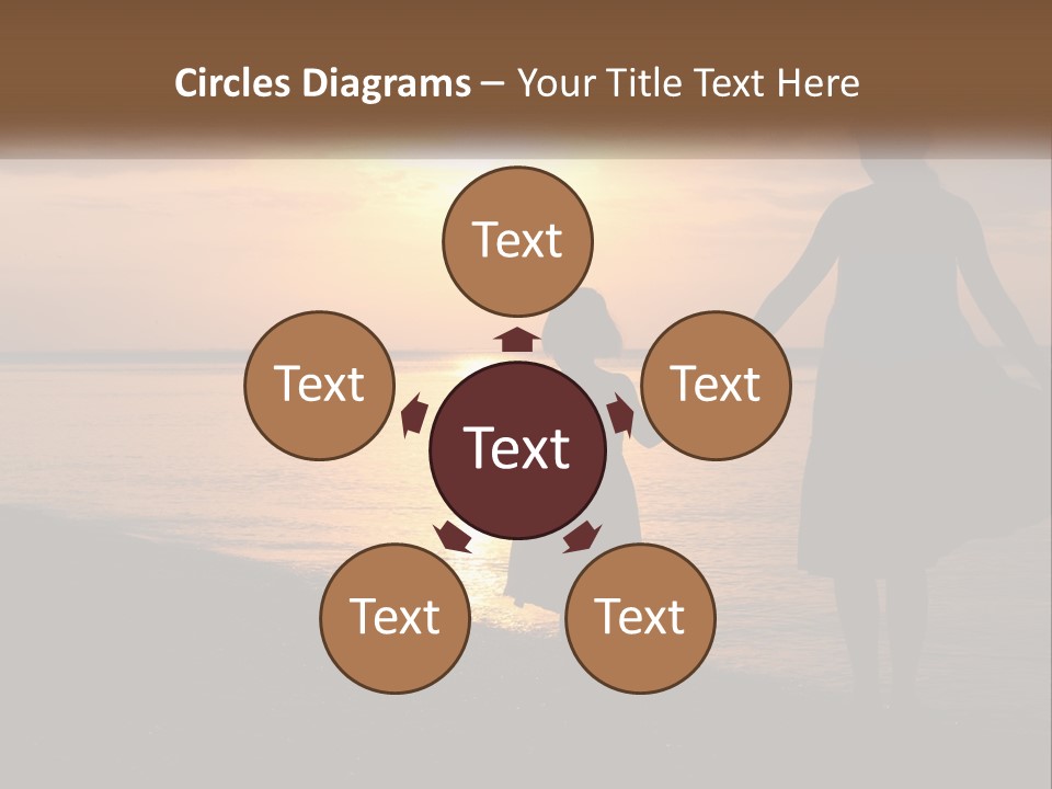 A Mother And Daughter Holding Hands On The Beach At Sunset PowerPoint Template