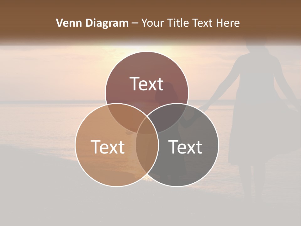 A Mother And Daughter Holding Hands On The Beach At Sunset PowerPoint Template