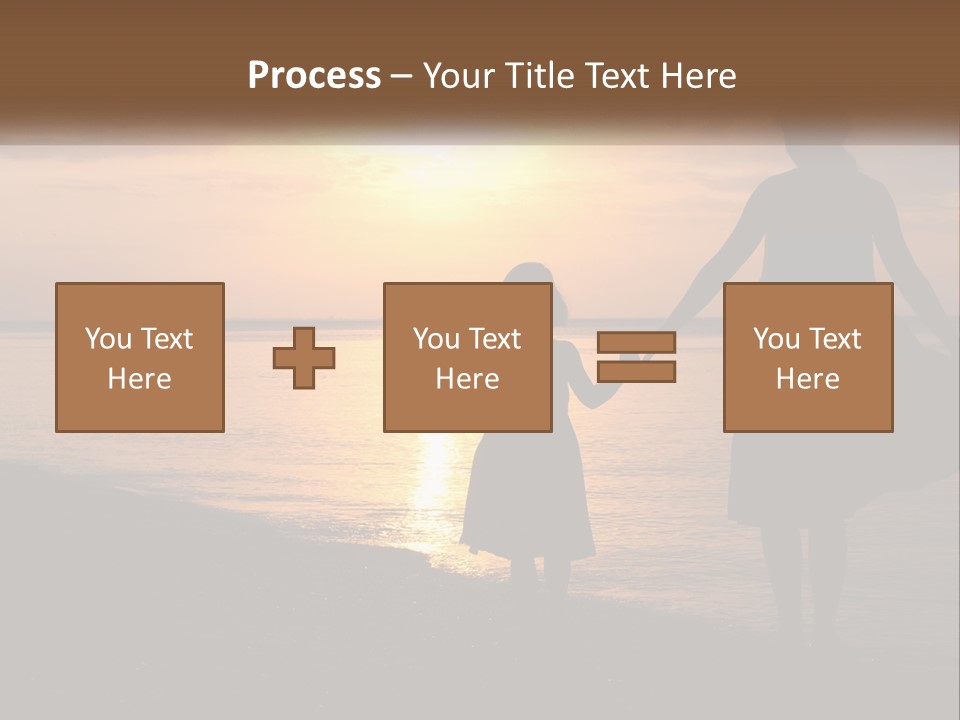 A Mother And Daughter Holding Hands On The Beach At Sunset PowerPoint Template