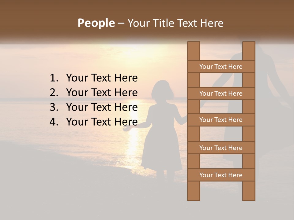 A Mother And Daughter Holding Hands On The Beach At Sunset PowerPoint Template